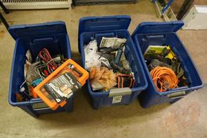 lot 281 image: Bins with Assorted Tools and Hardware