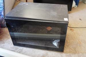 lot 408 image: Glass Door Wood Cabinet