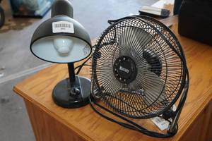 lot 248 image: Desk Lamp and Small Fan