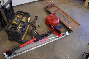 lot 448 image: Assorted Automotive - Scrapers, Creeper, Jack Stands