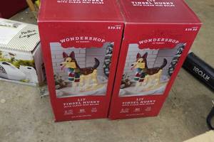 lot 301 image: 2 Wondershop Lit Tinsel Husky Yard Dcor