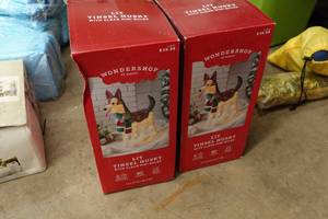 lot 389 image: 2 Wondershop Lit Tinsel Husky Yard Dcor