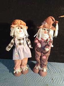lot 33 image: Boy and girl scarecrows