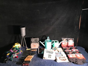 lot 65 image: Lot of Misc. - Knives (Streak-Fillet & Cleavers) - Cook Books - Face Masks - Watering Cans and More