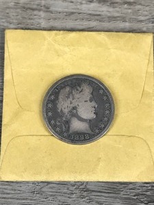 lot 255 image: 1898 S Barber Quarter, a United States coin designed by Charles E. Barber