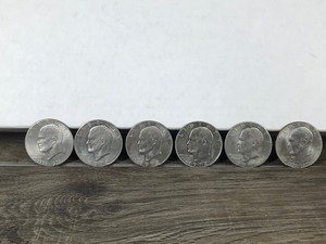 lot 287 image: 6 - Eisenhower Dollar Coins