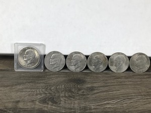 lot 288 image: 6 - Eisenhower Dollar Coins