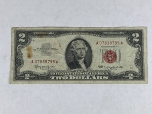lot 302 image: 1963 Series Red Seal 2 Dollar Bill