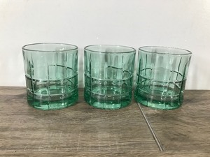 lot 312 image: 3,VTG Anchor Hocking TARTAN GREEN Light Seamist 10 OZ Old Fashioned Glasses