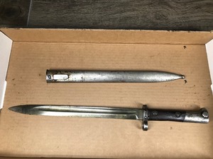 lot 346 image: Vintage Military Bayonet with Metal Sheath