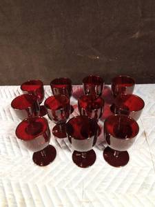 lot 88 image: 11 Vintage ruby red wine glasses