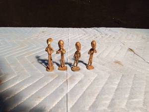 4 Brass African Shanti gold dust weights 1700=1900 Tribal men