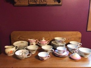 lot 376 image: Lot of Vintage Dishes - Small Plates - Tea Cups - Creamer  & Sugar