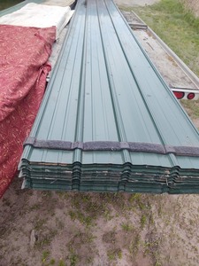 lot 12 image: Lot of 20 Used Pole Barn Green Sheetings of Steel 