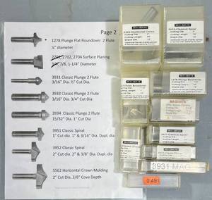 lot 110 image: CNC Router Bits Lot #2 - 10 assorted bits