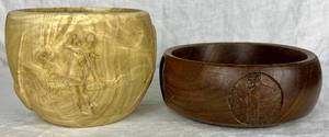 lot 86 image: Handmade Turned Wooden Golf Themed Bowls