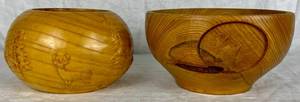 lot 89 image: Handmade Turned Wooden Bowls - Cabin Themed