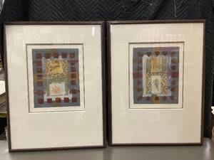lot 1 image: Pair of Signed 1998 PG Gravele Framed Art Prints 32 X 24