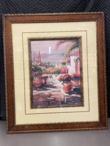 lot 3 image: Framed Wall Art with Mediterranean Landscape 35 X 41