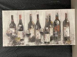 lot 9 image: Large Modern Wine Bottle Theme Canvas Wall Art 47x24