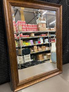 lot 11 image: 26x28 Expedition Gold Framed Wall Mirror. 25x28