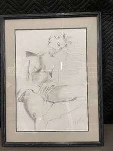lot 13 image: Framed Sketch Art by AKANE 95. 28x22