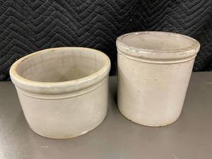 lot 24 image: Pair of Vintage Stoneware Crocks