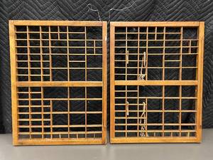 lot 28 image: Pair of Vintage Wooden Type Cases with Grid Compartments