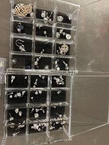 lot 45 image: Collection of Assorted Earrings in Clear Display Case