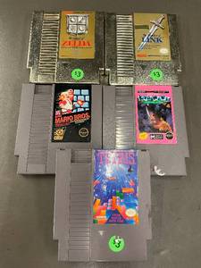 Collection of 5 Classic NES Game Cartridges