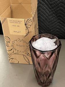 lot 48 image: Parlamain Home Faceted Glass Vase with Original Box