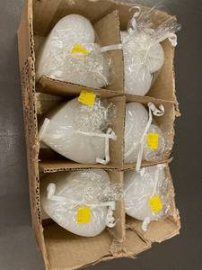 lot 55 image: Set of 6 Heart-Shaped White Pillar Candles