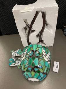 lot 59 image: Stained Glass Ceiling Light Fixture with Hummingbird Design and Remote