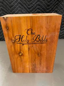 lot 61 image: The Holy Bible with Wooden Box and Illustrated Interior
