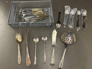 lot 93 image: Assorted Silver and Stainless Steel Flatware Collection