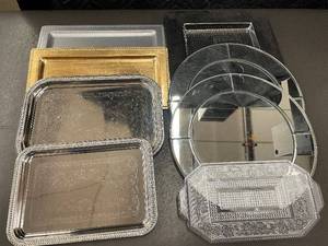 lot 95 image: Assorted Set of 10 Decorative Metal and Mirror Platters