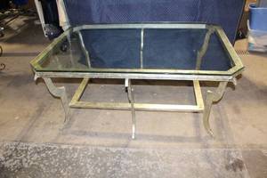 lot B-46 image: Vintage Glass and Metal Coffee Table