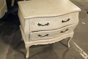 lot 53 image: Vintage French Provincial Style Nightstand with Two Drawers