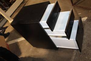 lot 59 image: Black Three-Drawer Metal File Cabinet