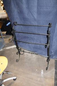 lot 77 image: Decorative Black Metal Quilt Rack Holder
