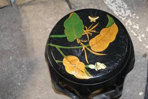 lot 79 image: Vintage Chinese Garden Stool with Floral and Insect Design