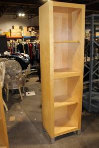 lot 91 image: Tall Wooden Bookshelf with Adjustable Shelves