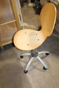 lot 93 image: Adjustable Wooden Office Chair with Metal Base