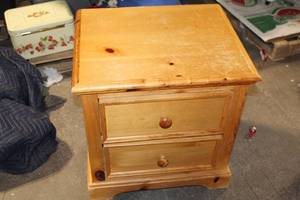 lot 96 image: Wooden Two-Drawer Nightstand