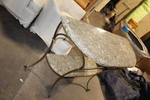 lot B-99 image: Elegant Granite Top Console Table with Metal Frame
