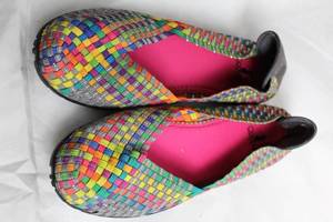 lot 114 image: Colorful Woven Slip-On Shoes with Pink Inner Lining