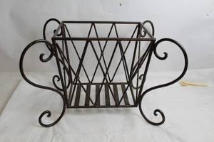lot 118 image: Decorative Metal Magazine Holder with Scrolled Design