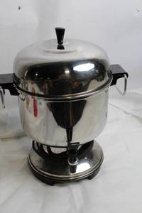 lot 123 image: Stainless Steel Coffee Urn with Spigot and Removable Basket