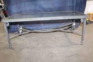 lot 128 image: Metal Framed Glass Top Coffee Table