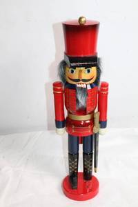 lot 141 image: Vintage Wooden Nutcracker Soldier Figurine 15 Inches Tall
